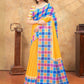 Rajwada Yellow Cotton Blend Printed Saree For Women