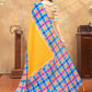 Rajwada Yellow Cotton Blend Printed Saree For Women