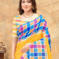 Rajwada Yellow Cotton Blend Printed Saree For Women