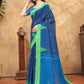 Rajwada Navy Blue Cotton Blend Printed Saree For Women