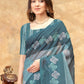 Rajwada Teal Green Cotton Blend Printed Saree For Women