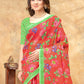 Rajwada Red Cotton Blend Printed Saree For Women