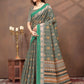 Rajwada Dark Green Cotton Blend Printed Saree For Women