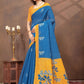 Rajwada Blue Cotton Blend Printed Saree For Women