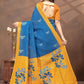 Rajwada Blue Cotton Blend Printed Saree For Women