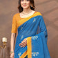 Rajwada Blue Cotton Blend Printed Saree For Women