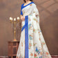 Rajwada White Cotton Blend Printed Saree For Women