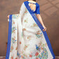 Rajwada White Cotton Blend Printed Saree For Women