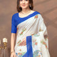 Rajwada White Cotton Blend Printed Saree For Women