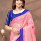 Rajwada Light Pink Cotton Blend Printed Saree For Women