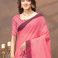 Rajwada Light Pink Cotton Blend Printed Saree For Women