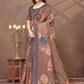 Rajwada Light Brown Cotton Blend Printed Saree For Women