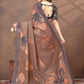 Rajwada Light Brown Cotton Blend Printed Saree For Women