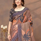 Rajwada Light Brown Cotton Blend Printed Saree For Women