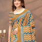 Rajwada Mustard Yellow Cotton Blend Printed Saree For Women