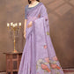 Rajwada Lavender Cotton Blend Printed Saree For Women