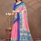 Rajwada Light Pink Cotton Blend Printed Saree For Women