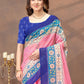 Rajwada Light Pink Cotton Blend Printed Saree For Women
