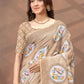Rajwada Beige Cotton Blend Printed Saree For Women