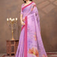 Rajwada Lavender Cotton Blend Printed Saree For Women