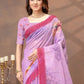Rajwada Lavender Cotton Blend Printed Saree For Women