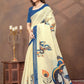 Rajwada Off White Cotton Blend Printed Saree For Women