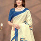 Rajwada Off White Cotton Blend Printed Saree For Women