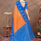 Rajwada Orange Cotton Blend Printed Saree For Women