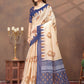 Rajwada Beige Cotton Blend Printed Saree For Women