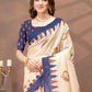 Rajwada Beige Cotton Blend Printed Saree For Women