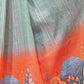 Rajwada Light Teal Cotton Blend Printed Saree For Women