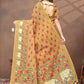 Rajwada Beige Cotton Blend Printed Saree For Women