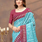 Rajwada Sky Blue Cotton Blend Printed Saree For Women