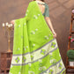 Rajwada Light Green Cotton Blend Printed Saree For Women