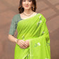 Rajwada Light Green Cotton Blend Printed Saree For Women