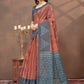 Rajwada Brown Cotton Blend Printed Saree For Women
