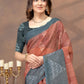 Rajwada Brown Cotton Blend Printed Saree For Women