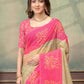 Rajwada Beige Cotton Blend Printed Saree For Women