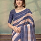 Rajwada Blue And Peach Cotton Blend Printed Saree For Women