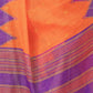 Rajwada Orange And Purple Cotton Blend Printed Saree For Women
