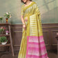 Rajwada Mustard Yellow Cotton Blend Printed Saree For Women