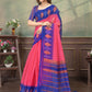 Rajwada Pink And Dark Blue Cotton Blend Printed Saree For Women