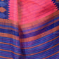 Rajwada Pink And Dark Blue Cotton Blend Printed Saree For Women