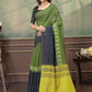 Rajwada Dark Green Cotton Blend Printed Saree For Women