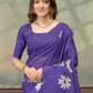 Rajwada Violet Cotton Blend Printed Saree For Women