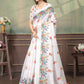 Rajwada White Cotton Blend Printed Saree For Women