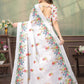 Rajwada White Cotton Blend Printed Saree For Women