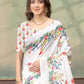 Rajwada White Cotton Blend Printed Saree For Women