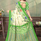 Rajwada Off White Cotton Blend Printed Saree For Women