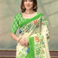Rajwada Off White Cotton Blend Printed Saree For Women